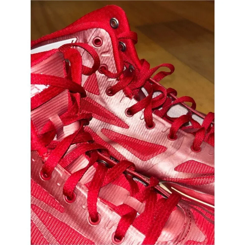 adidas adizero Red and White High-Top Basketball Shoes size 6.5
